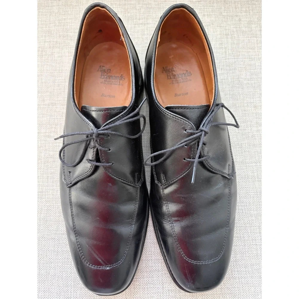 Allen Edmonds Burton Mens 8.5 D Black Leather Split Toe Derby Dress Shoes 1102